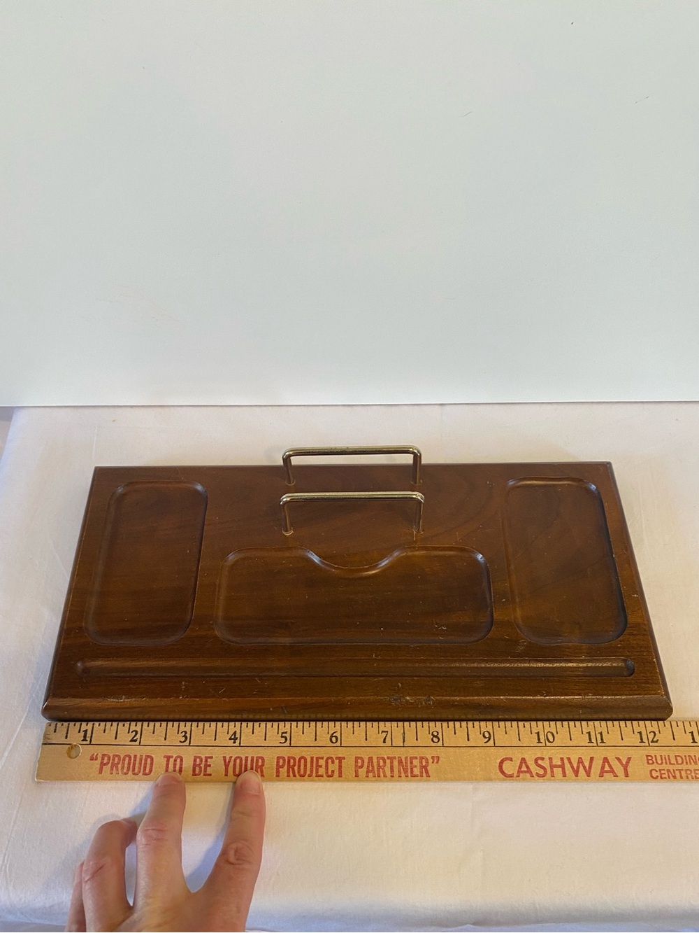Mid Century Modern Solid Wood Carved Mens Dresser Valet Caddy Organizer storage - Picture 10 of 12